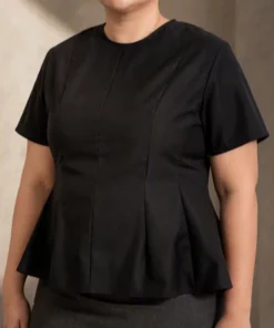Alternative view of GISELE PEPLUM TOP - HITAM
