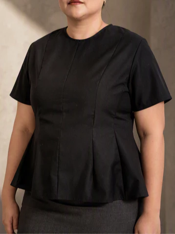 GISELE PEPLUM TOP - HITAM - Gambar 2