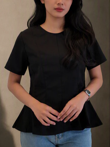 Maison-Juwita-GISELE-PEPLUM-TOP-HITAM