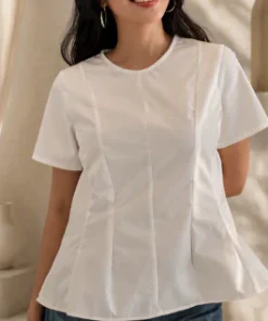 Maison Juwita Gisele Peplum Top Broken White