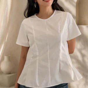 Maison Juwita Gisele Peplum Top Broken White
