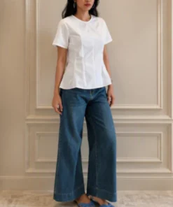 Alternative view of GISELE PEPLUM TOP - BROKEN WHITE