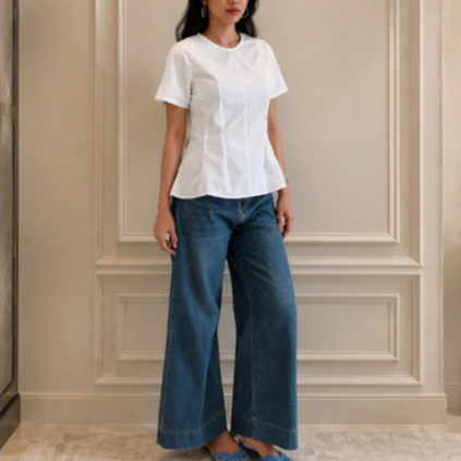 GISELE PEPLUM TOP - BROKEN WHITE - Gambar 2