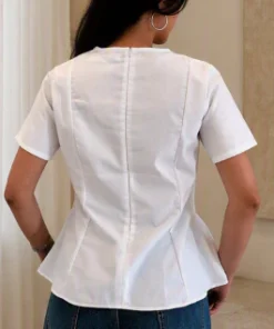 GISELE PEPLUM TOP - BROKEN WHITE - Gambar 5