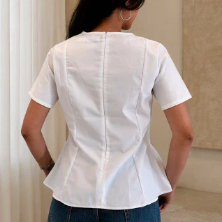 GISELE PEPLUM TOP - BROKEN WHITE - Gambar 5