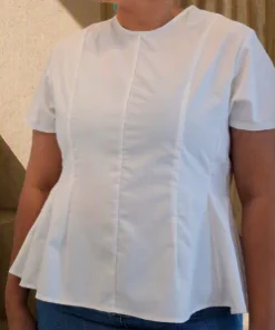 GISELE PEPLUM TOP - BROKEN WHITE - Gambar 3