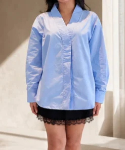 Alternative view of SOLENE OVERSIZED TOP - BABY BLUE